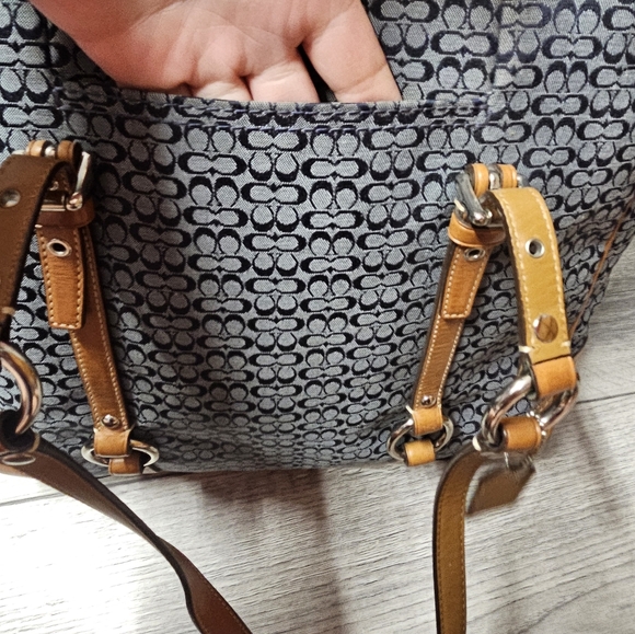 Coach Bags F11527 Navy Signature Jacquard Tote Vintage - Picture 10 of 12